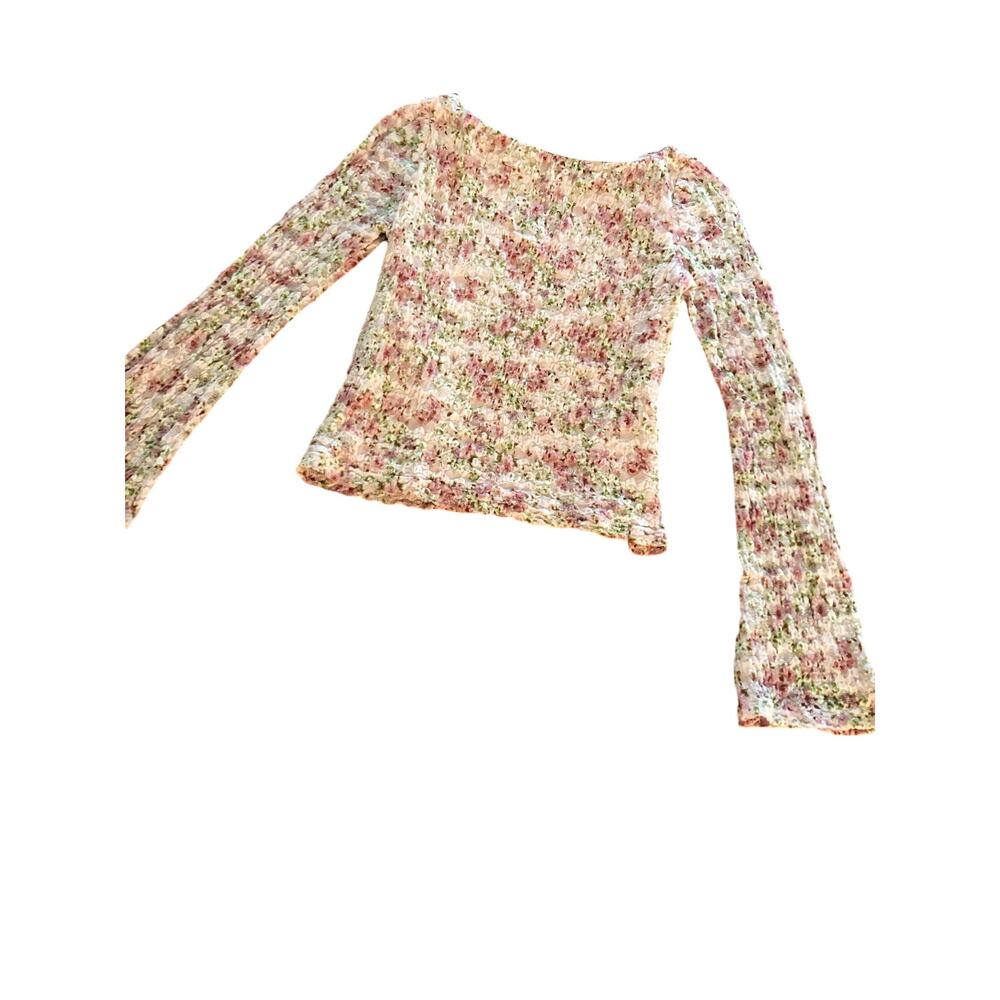 Arizona Jean Company floral lace bell long sleeve fairy top Size Small